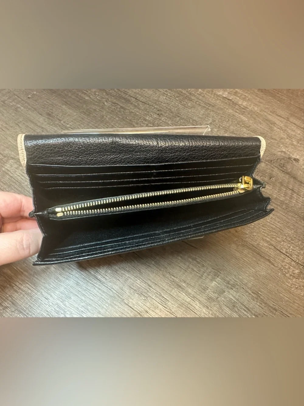 Miu Miu Two-Tone Cream and Black Leather Continental Wallet
